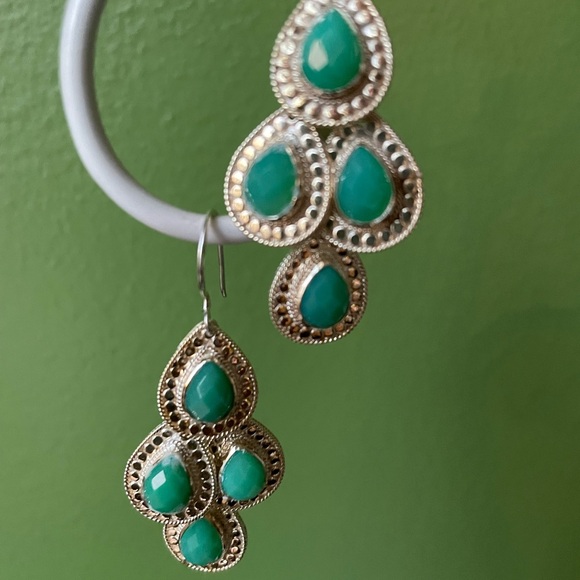 Anna Beck | 18K Gold-Plated Chrysoprase Chandelier Earrings - Picture 10 of 14